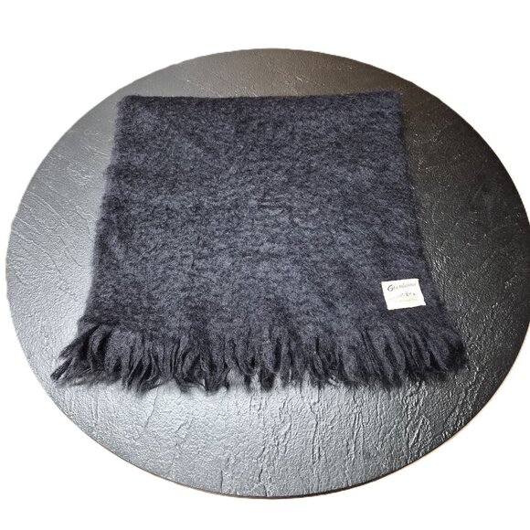 Vintage Glentana Mohair Wool Scarf Scotland Black Hygge Rare Hygge Grandpa - Picture 1 of 4